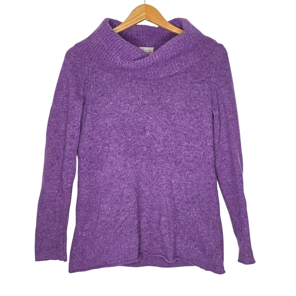 J. Jill Italian Yarn Wool / Cashmere Purple Turtle Cowl Neck Sweater Women's S‎